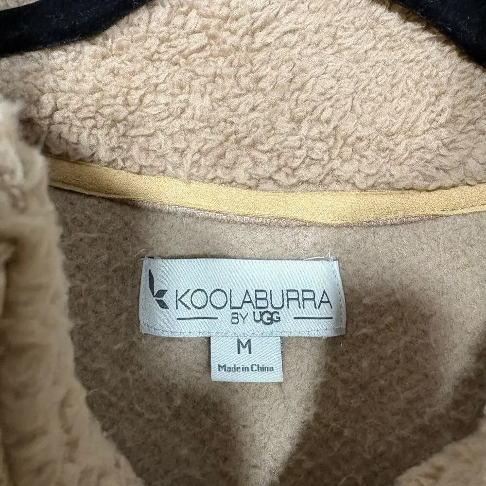 Koolaburra By UGG Woman's Tan Teddy Sherpa Quarter Zip Jacket - Size Medium